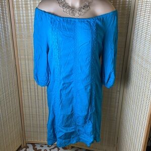 🔷Lane Bryant | Blouson Teal  Shirt Dress Size Crochet Lace Trim Lining Size 18